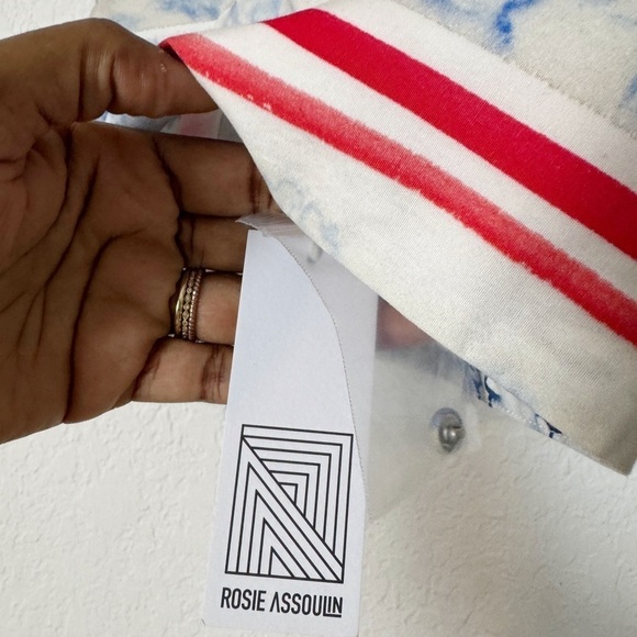 Rosie Assoulin Easy Bandeau Top Blue Pattern/Print 0 - Picture 2 of 7